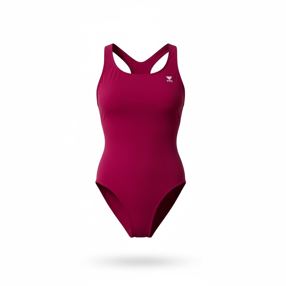 TYR Durafast One Piece Swimsuit Women’s 32 Medium 8 Magenta Pink Racerback